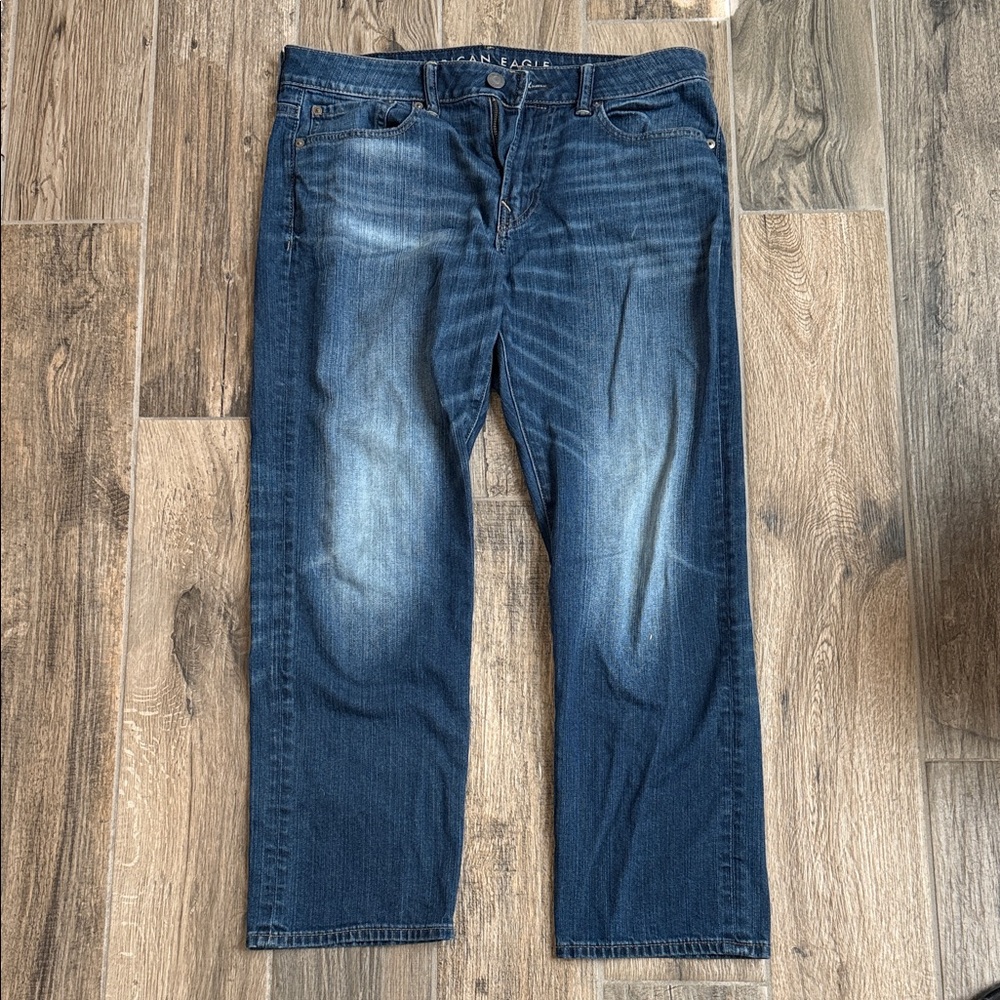 American Eagle Outfitters Dark Blue Relaxed Straight Jeans